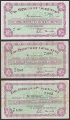 States of Guernsey, 10 Shillings (3), 1 March 1962, 1 March 1965, and 1 July 1966, serial numbers 15/M 2105, 16/Y...