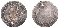 Charles I (1625-1649), Briot’s Second Milled issue, Sixpence, mm. anchor (flukes to left on obv., flukes to right...