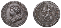 Anne (1702-1714), Pattern Farthing, 1714, by J. Croker, in copper, anna dei gratia, draped bust left, rev. Britannia...