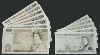 Bank of England, David H. F. Somerset, £1 (3), 20 March 1981, prefixes CN20 (2) and DU23, £5 (2), June 1980 and 16...