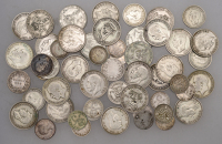 Miscellaneous Shillings in .500 silver (27), various dates; together with miscellaneous oddments (26), various types...