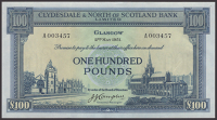 Clydesdale & North of Scotland Bank Limited, £100, 2 May 1951, serial number A003457, Campbell signature, fresh and...