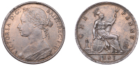 Victoria (1837-1901), Penny, 1881, dies 11+J (F 106, R14; BMC 1722 var.; S 3954). Traces of original colour,...