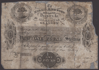 Morris, Kirkwood, Bland & Company, Glasgow, £1, April 183?, serial number not quite legible, two manuscript...