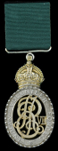 Indian Volunteer Forces Officers’ Decoration, E.VII.R., silver and silver-gilt, hallmarks for Birmingham 1904, the...