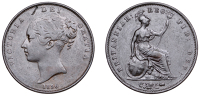Victoria (1837-1901), Penny, 1856, ornamental trident, far colon (BMC 1512; S 3948). Residue, otherwise very fine,...