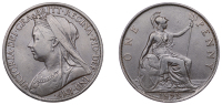 Victoria (1837-1901), Penny, 1898, dies 5+W, 11 teeth from 1 to 8 (Gouby BP 1898 Ca; F -; BMC -; S 3961). Dark...