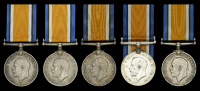 British War Medal 1914-20 (5) (28162 Pte. J. Newland. E. York. R.; 291798 Pte. O. Edwards. R.W. Fus.; 94166. 3.A.M....