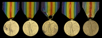 Victory Medal 1914-19 (5) (1549 W.O. Cl. 2. W. Sturrock. S. Gds.; 26560 Pte. E. J. Riall. Suff. R.; 4-24376 Pte. W....