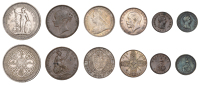 Victoria, Halfcrown, 1897 (ESC 2783; S 3938); BRITISH COLONIES, Trade Dollar, 1899b (Prid. 8; KM. T5); George V,...