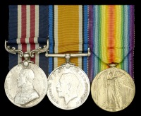 A scarce Great War 1918 ‘Western Front’ M.M. group of three awarded to Air Mechanic 2nd Class J. G. Glass, No....