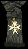 The Order of St. John of Jerusalem, Dame Grand Cross sash badge, silver-gilt and enamel, heraldic beasts in angles,...