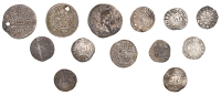 Miscellaneous hammered silver coins (13), various issuers and denominations [lot]. Varied state 	 £100-£120
