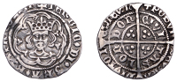 Henry VI (First reign, 1422-1461), Leaf-Trefoil issue, Halfgroat, London, mm. cross IIIb on obv., cross V on rev.,...