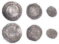 Elizabeth I, Fourth issue, Threepence, 1573, mm. acorn, 1.60g/10h, Threehalfpence, 1572, mm. ermine, 0.69g/6h (N...