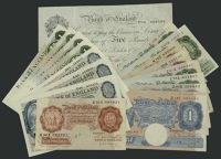 Bank of England, Kenneth O. Peppiatt, £1, 29 March 1940, prefix D14E, 10 Shillings (2), 1940, prefixes C98D and...