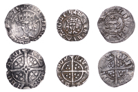 Edward III, Third coinage, Halfpenny, reads edwards rex, 0.83g/7h (N 1131; S 1557); Henry V, Penny, York, class F,...
