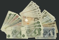 Bank of England, a group including Jasper Q. Hollom, £1 (4), 1963, prefixes E18W (2), L83T, and H69N, 10 Shillings...
