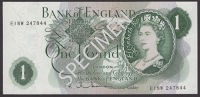 Bank of England, Jasper Q. Hollom, £1 (4), 1963, prefixes E18W (2), L83T, and H69N, 10 Shillings (4), 1963,...