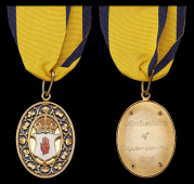 Baronet’s Badge, of the United Kingdom, neck badge, silver-gilt and enamel, the reverse engraved ‘Nunburnholme...
