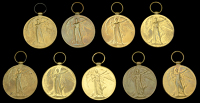 Victory Medal 1914-19 (9) (J.17787 S. St. F. Burdett. A.B. R.N.; K.4119 S. A. Everson. Act. S.P.O. R.N.; J.37124 T....