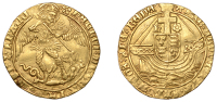 Henry VII (1485-1509), Angel, type IIIc, mm. pansy [1495-98], Archangel Michael slaying dragon, reads angli z franc,...