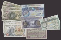 States of Guernsey, 10 Shillings, 1 August 1945, serial number 1/M 1653, Marquand signature, £1 (3), 1972, prefix...