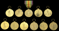Victory Medal 1914-19 (9) (156352 Gnr. G. J. Naylor. R.A.; 297252 Spr. E. C. Broughall. R.E.; 165276 Spr. N. R....