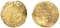 Charles I (1625-1649), Tower mint, Double-Crown, Gp B, class I, mm. African head [1626-7], reads mag br fr et hi, no...