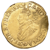 Charles I (1625-1649), Tower mint, Double-Crown, Gp B, class I, mm. African head [1626-7], reads mag br fr et hi, no...