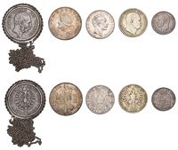 Miscellaneous, GERMANY, Saxony, Albrecht I, 5 Mark, 1876e, Dresden (Dav. 900; Jaeger 122; KM 1327); PANAMA,...