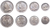 Victoria (1837-1901), Maundy Set, 1898 (ESC 3556; S 3943). Prettily toned, good extremely fine; in original black...