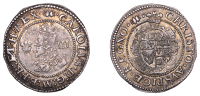 Charles I (1625-1649), Aberystwyth mint, Threepence, mm. book, smaller plume in field, colon stops, rev. plume...