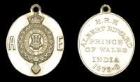 Visit of the Prince of Wales to India 1875-76, small silver medalet, 24mm x 21mm, with integral loop but lacking...
