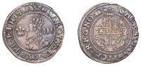 Charles I (1625-1649), Aberystwyth mint, Threepence, mm. book, larger plume in field, apostrophe stops, rev. plume...