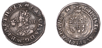 Charles I (1625-1649), Aberystwyth mint, Threepence, mm. book, smaller plume in field, colon stops, rev. plume...