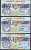 States of Guernsey, £10, ND (1992-96), serial numbers F087108-110 and F474708-9, Brown signature, uncirculated (5...