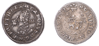 Charles I (1625-1649), Aberystwyth mint, Threepence, mm. book, smaller plume in field, colon stops, rev. plume...