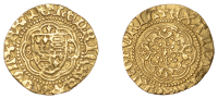 Henry V (1413-1422), Definitive issues, Quarter-Noble, class C, mm. pierced cross with pellet centre, lis above...