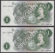 ERROR: Bank of England, John S. Fforde, £1 (2), 15 February 1967, consecutive mismatched serial numbers R31L...