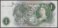 ERROR: Bank of England, John S. Fforde, £1, 15 February 1967, mismatched serial numbers R31L 151266 and R31L...
