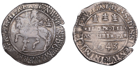 Charles I (1625-1649), Oxford mint, Halfcrown, 1643, no mm., early period, Oxford horseman, plume behind, groundline...