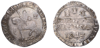Charles I (1625-1649), Oxford mint, Halfcrown, 1643, no mm., intermediate period, Briot horseman, small plume...