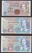 States of Guernsey, £5, 1996, serial number B000187, £10 (5), 1995, consecutive serial numbers A710456-60, and...