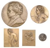 Germany, Ludwig van Beethoven, 1910, a bronze medal by F. Stiasny, 90mm, 175.47g (Niggl. 252); with similar, by F....