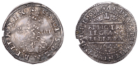Charles I (1625-1649), Oxford mint, Groat, 1644, mm. floriated cross on obv. only, Rawlins’ bust with lion’s...