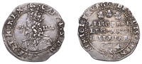Charles I (1625-1649), Oxford mint, Groat, 1644, mm. floriated cross on obv. only, Rawlins’ bust with lion’s...