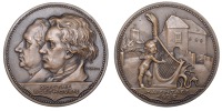 Germany, Goethe and Beethoven, 1926, a bronze medal by K. Goetz, conjoined busts left, rev. cherub playing harp,...