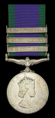 General Service 1962-2007, 3 clasps, Borneo, South Arabia, Malay Peninsula (23520100 LCPL E T Dear REME) edge...