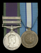 Pair: Trooper D. E. Roberts, 16th/5th Lancers

General Service 1962-2007, 2 clasps, Northern Ireland, Lebanon;...